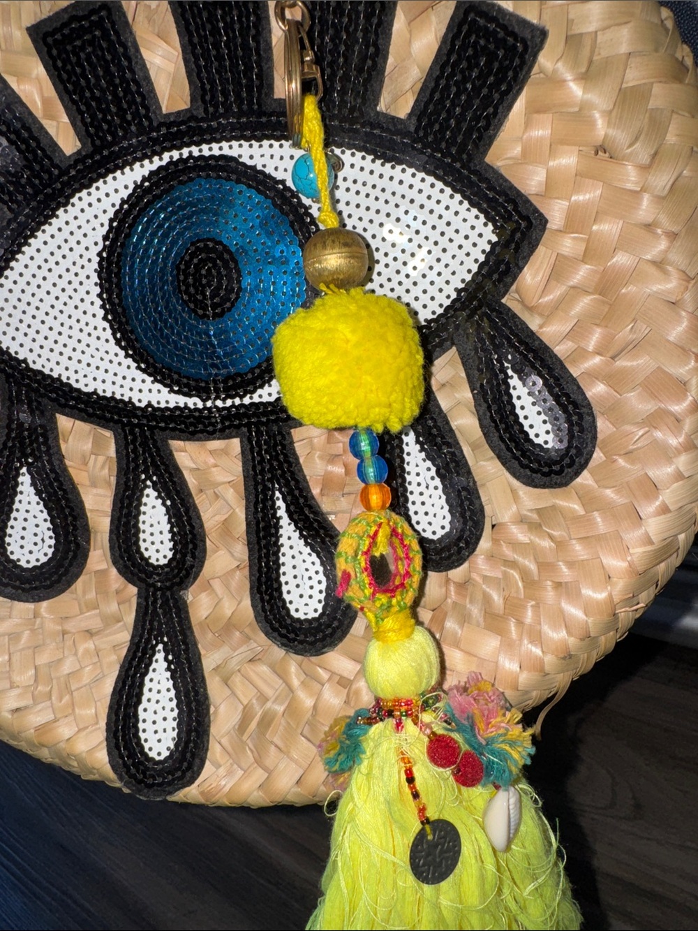 Evil eye straw bag - Picture 5 of 6